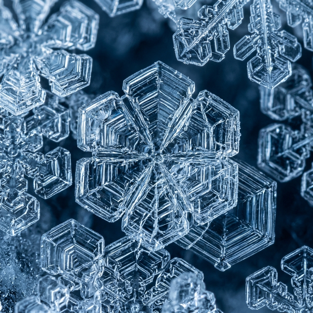 Hexagonal ice crystal structure